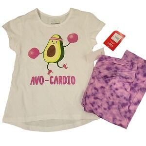 BCG Girl's 5/6 Avo-Cardio Avocado Exercise Outfit‎ Set Top & Leggings GYM NWT